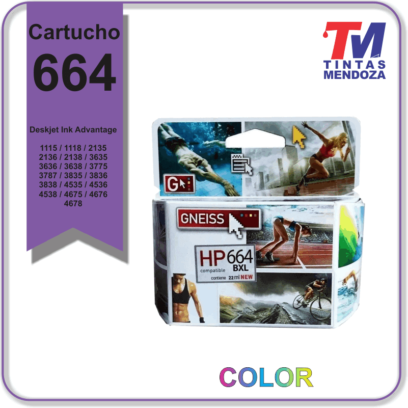 Cartucho Alternativo 664XL Tri-Color