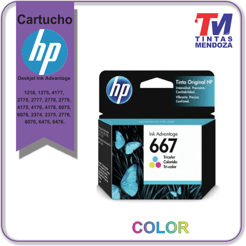 Cartucho  tinta HP Original Tri-color 667 Ink