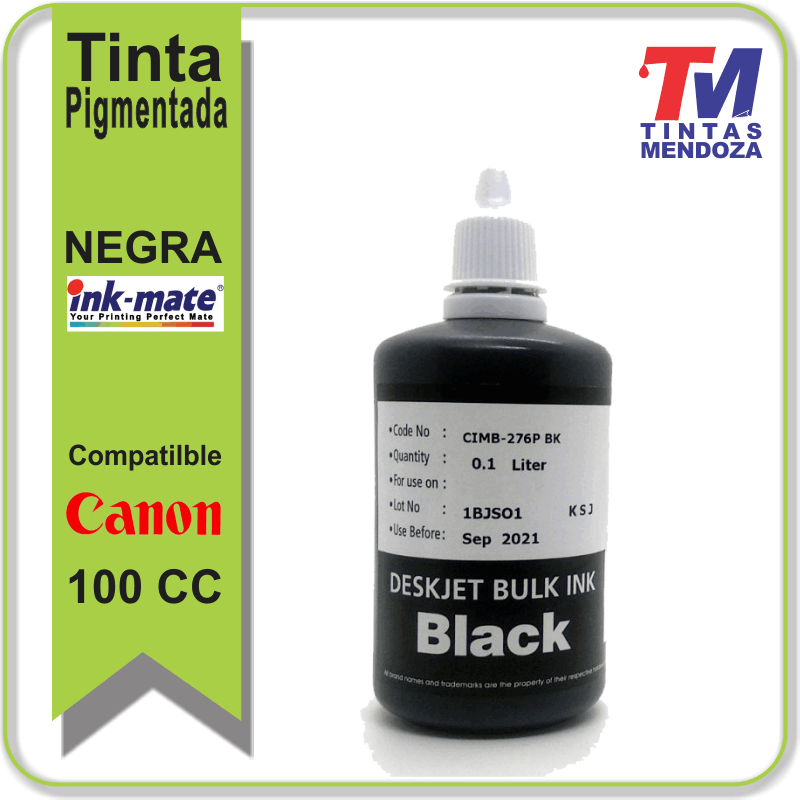 Tinta Ink-Mate para Canon Negra Pigmentada x 100cc