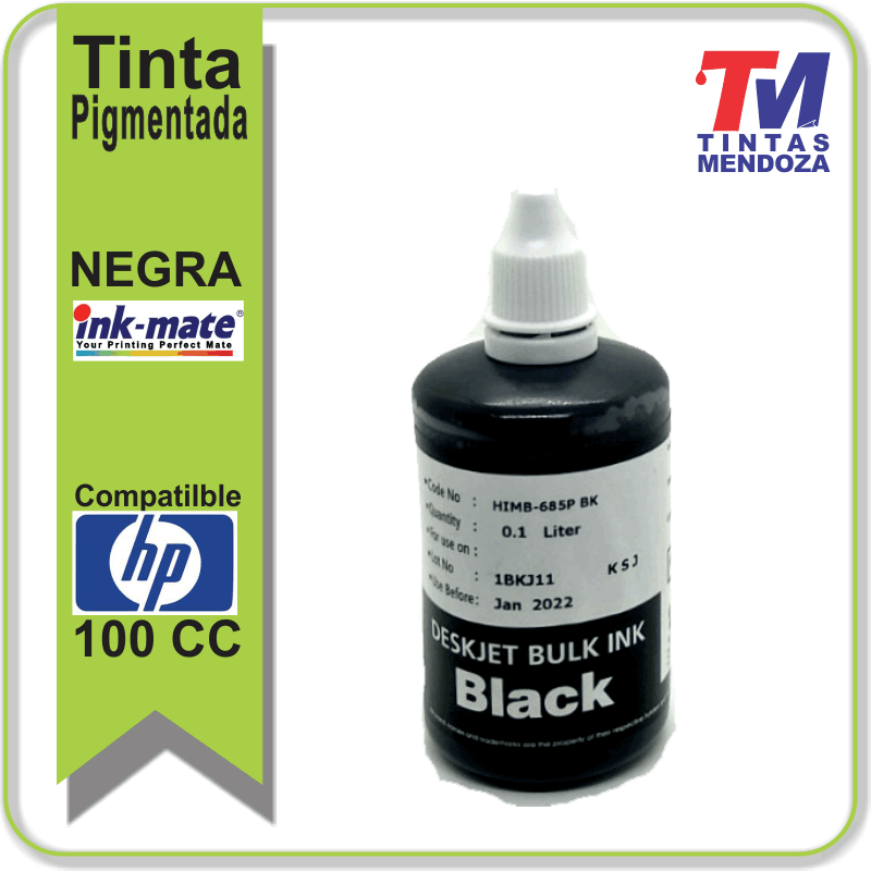 Tinta Ink-Mate para HP Negra Pigmentada x 100cc