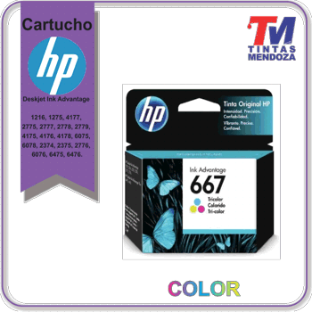 Cartucho  tinta HP Original Tri-color 667 Ink