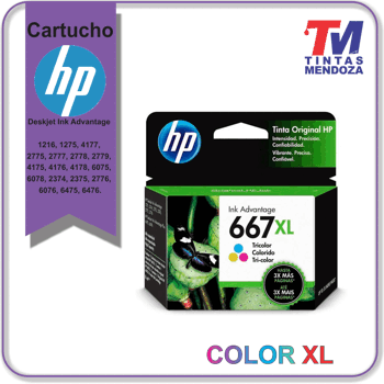 Cartucho  tinta HP Original Tri-color XL 667 Ink