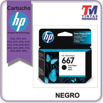 Cartuchotinta HP Original Negro 667 Ink