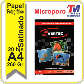 Papel Fotografico Microporo Satin 260grs x 20 h