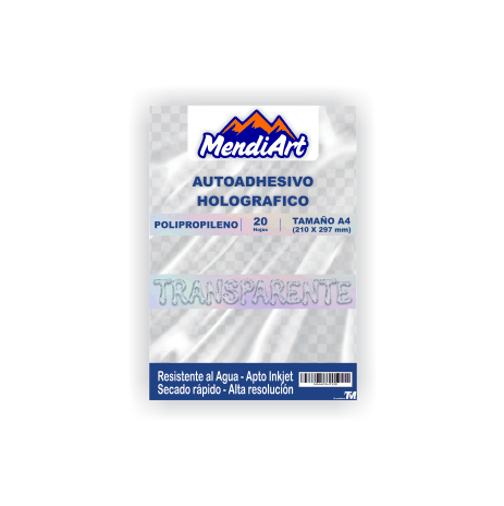 Adhesivo Holografico Transparente MendiArt A4 x 20 hjs