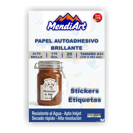 Autoadhesivo Brillante A3+ MendiArt 115grs. X 20 hjs