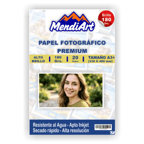 Papel Fotografico Brillante MendiArt A3+ 180grs 20 hojas