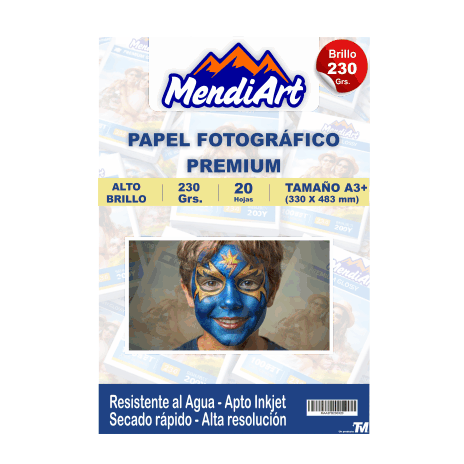 Fotográfico Brillante MendiArt A3+ 230grs x 20 hjs.