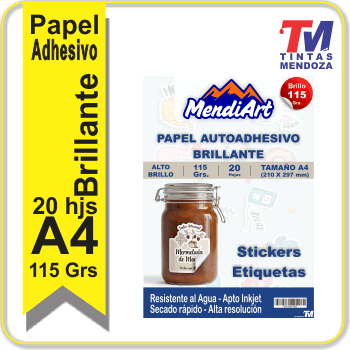 Autoadhesivo Brillante A4 MendiArt 115grs x 20hjs