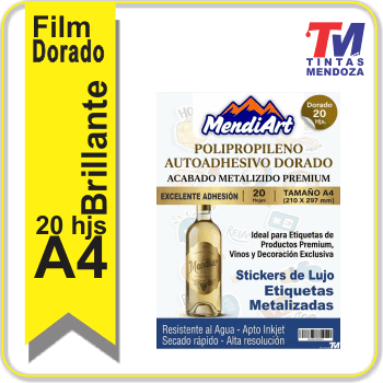 Polipropileno Adhesivo Dorado A4 MendiArt x 20 hjs
