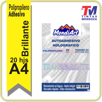 Adhesivo Holografico Transparente MendiArt A4 x 20 hjs