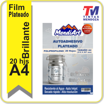 Polipropileno Adhesivo Plateado A4 x 20 hjs