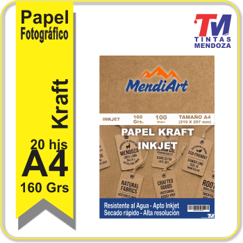 Papel Inkjet Kraft MendiArt A4 de 160grs x 100 hojas