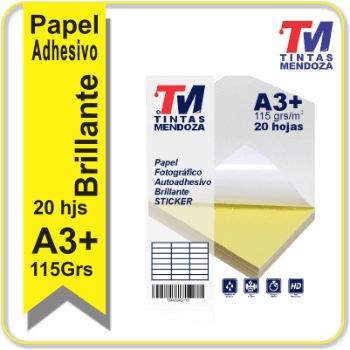 Autoadhesivo Glossy A3+ 115grs. X 20 hjs