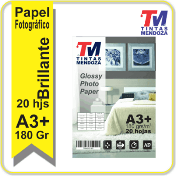 Papel Fotografico Glossy TM A3+ 180grs 20 hojas