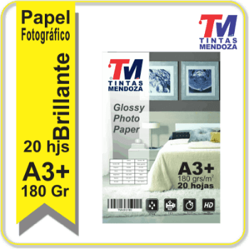 Papel Fotografico Glossy TM A3+ 180grs 20 hojas