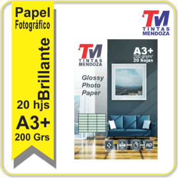 Papel Fotografico TM Brillante 200grs. A3+ x 20hjs