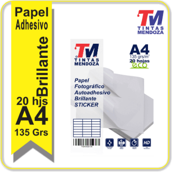 Papel adhesivo Glossy TM ECO A4 135 grs x 20 hjs.