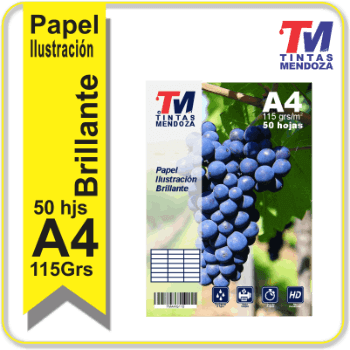 Papel Ilustracion Inkjet Brillo A4 115grs x 50 hjs