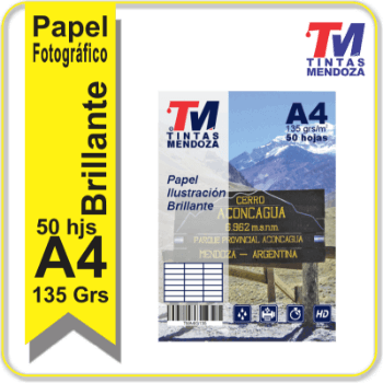 Papel Ilustracion Inkjet Brillo A4 135gr x 50 hjs