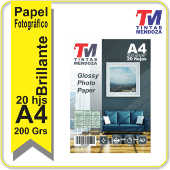 Papel Fotografico TM Glossy A4 200grs 20 hojas
