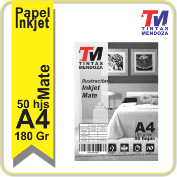 Papel Inkjet Mate A4 de 180grs x 50 hojas