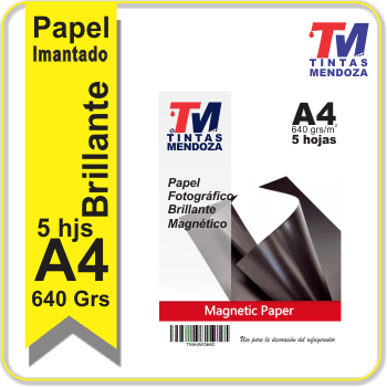 Papel Magnetico Ink Glossy A4 x 5 hjs de 640grs