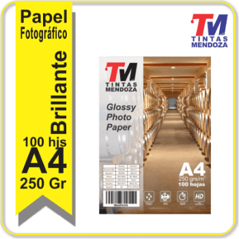 Papel Fotografico Glossy A4 250grs x 100 hjs
