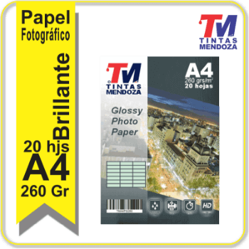 Papel Fotografico Brillante TM A4 de 260grs. X 20 h