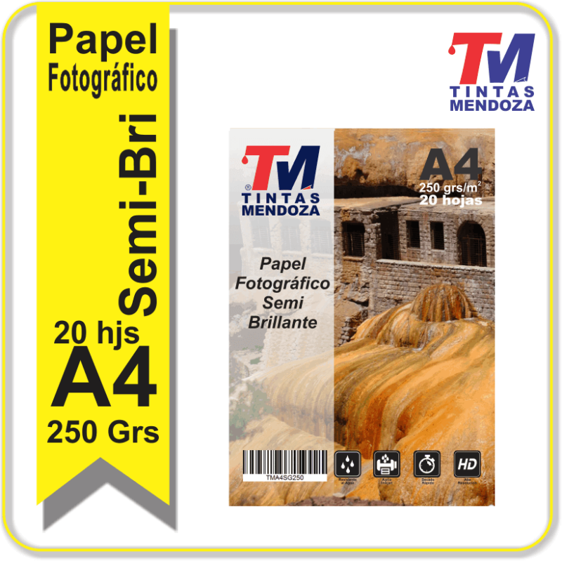 Papel Semi-Brillante A4 250grs. X 20 hjs