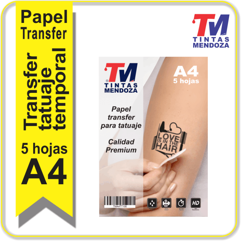 Papel TransferTatuaje A4 x 5 hjs