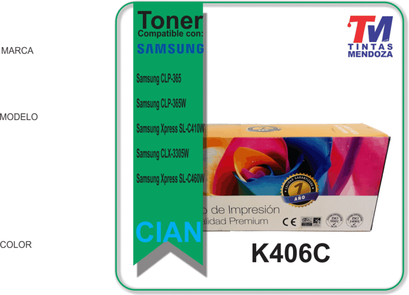 Toner TM para Samsung K406C Cian