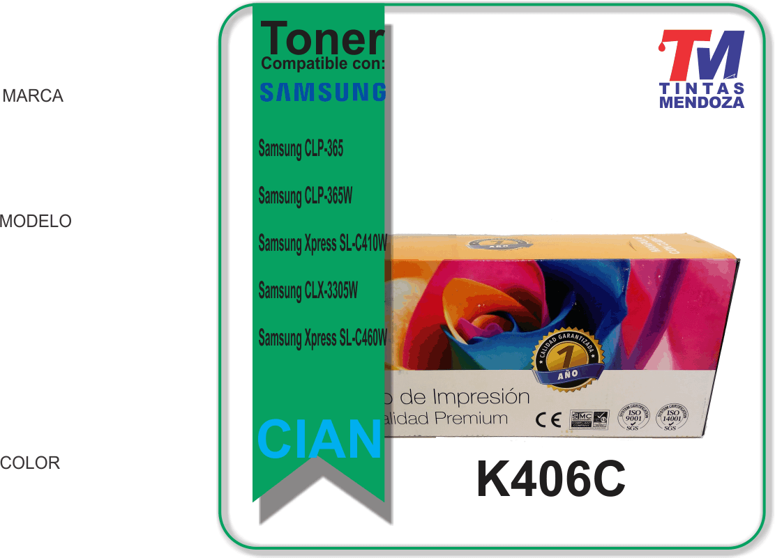Toner TM para Samsung K406C Cian
